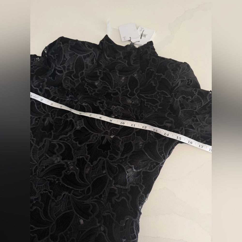 NADINE MERABI Diane Black Velvet Embroidered Midi Dress Sz XS (2) MSRP $545 NWT - Picture 10 of 12